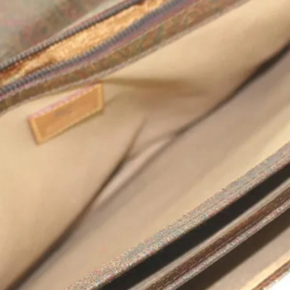 ETRO MILANO Paisley Document Holder Crossbody Messenger Bag Vachetta Leather